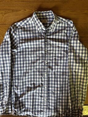 J. Crew Navy and White Gingham Button-Down Shirt